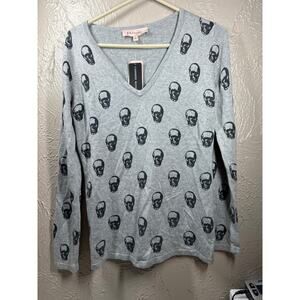 Philosophy Skulls On Cashmere Blend Sweater V Neck Long Sleeve Womens Size Small